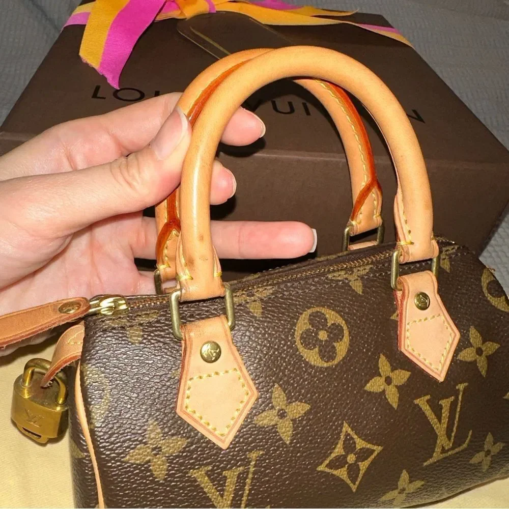 EUC Louis Vuitton LV Mini Nano Speedy HL Top Handle with Crossbody Strap + Lock - Picture 10 of 15